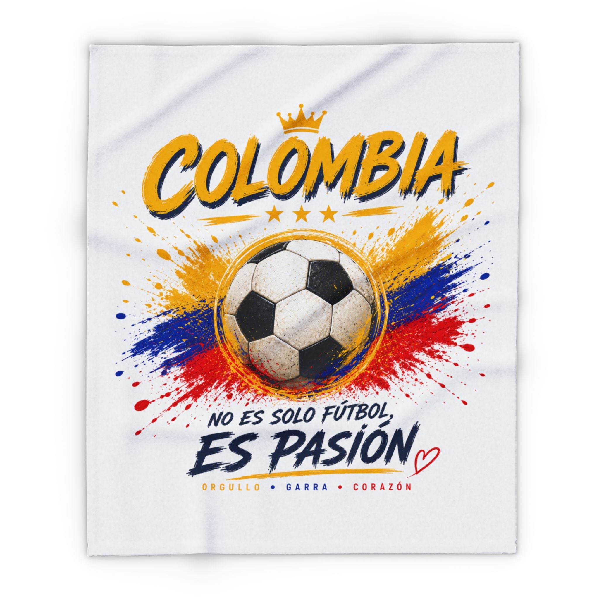 Colombia Soccer Fleece Blanket – "No Es Solo Fútbol, Es Pasión" Blanco