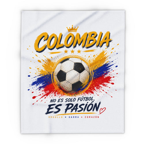 Colombia Soccer Fleece Blanket – "No Es Solo Fútbol, Es Pasión" Blanco