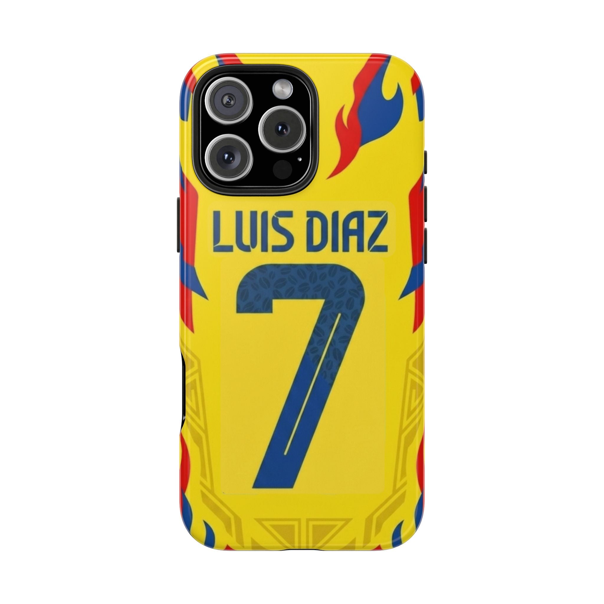 Luis Díaz #7 Tough Phone Case — Bold Yellow Soccer Phone Cover for Fans