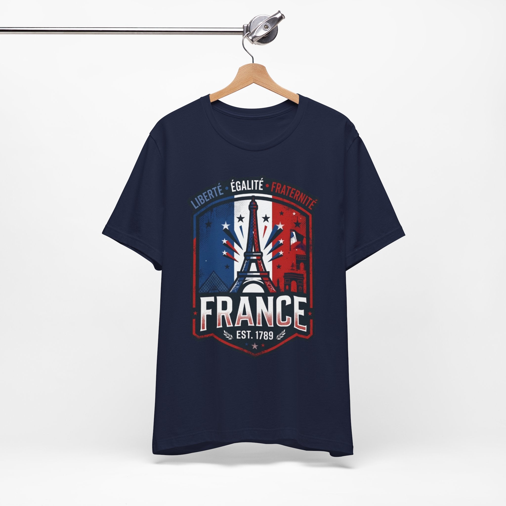 France Eiffel Tower T‑Shirt — Liberté Égalité Fraternité Patriotic Tee