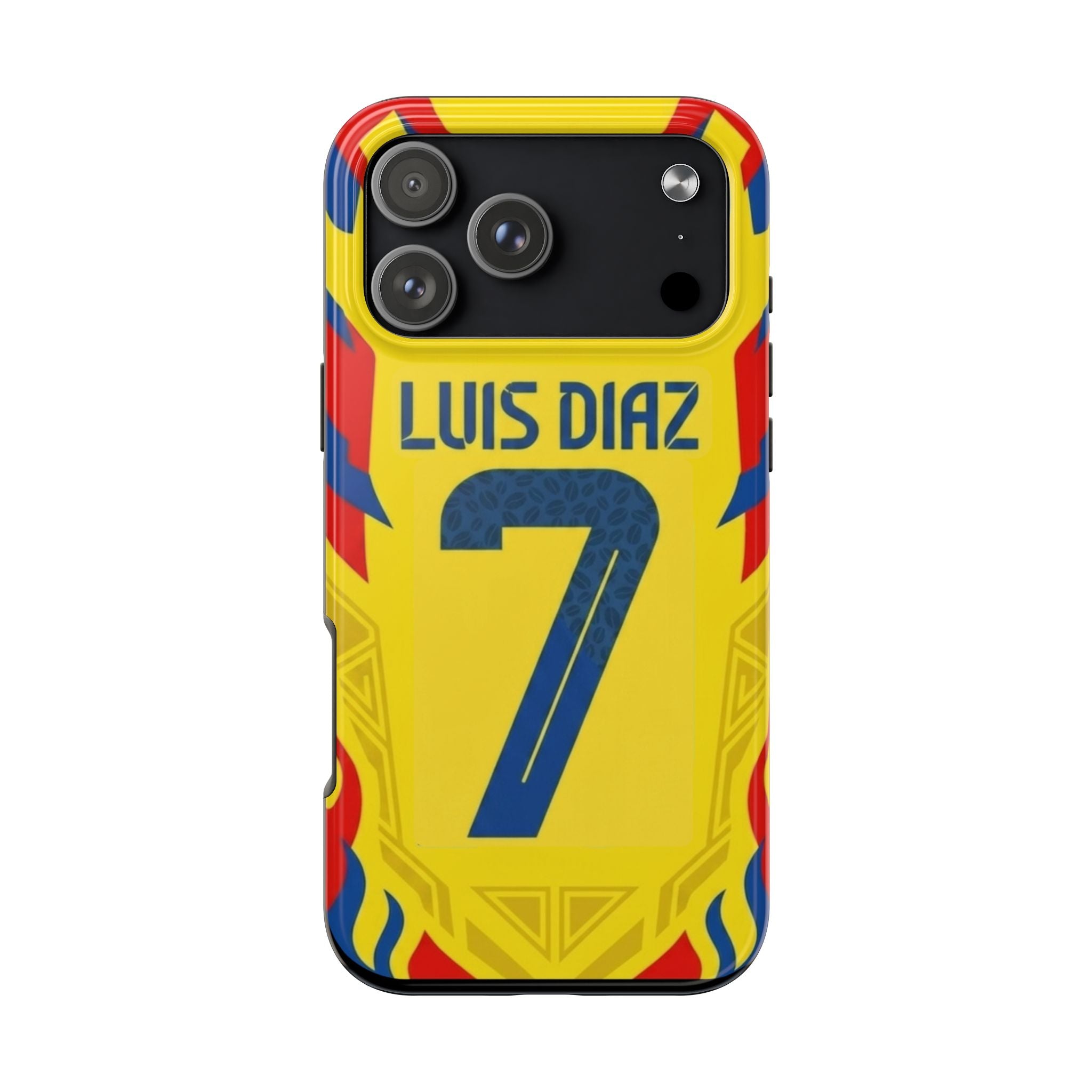 Luis Díaz #7 Tough Phone Case — Bold Yellow Soccer Phone Cover for Fans